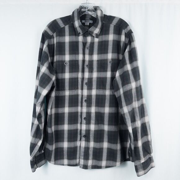 Gander Mountain Guide Series Cotton Plaid Button Down Shirt Mens Large Gray - Picture 1 of 16
